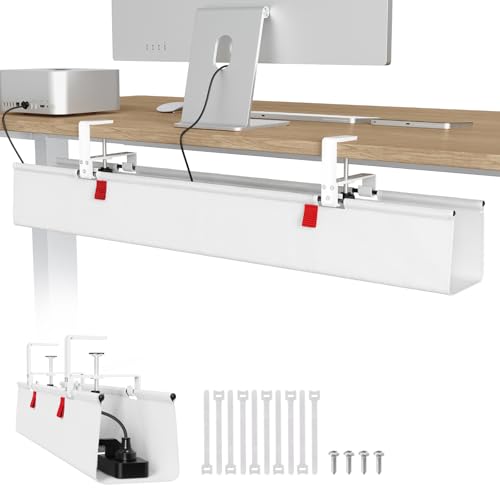 Univivi No Drill Under Desk Cable Management Tray, 36" Cord Organizer for Table, Clamp/Screw Mount Desk Cable Management, Premium Fabric Cable Management Tray for Office, Home