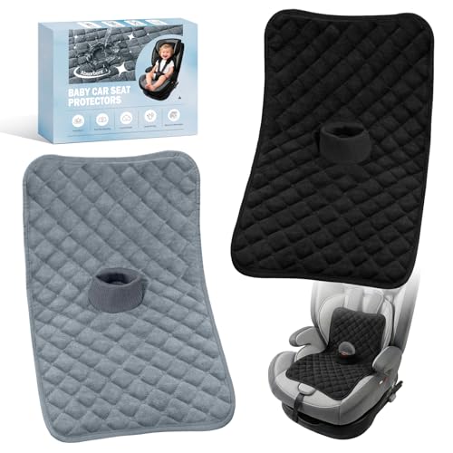 2PCS Potty Training Car Seat Protector Waterproof Soft Pads for Toddlers and Infants Machine Washable Reusable Non-Slip Liner Universal Fit All Baby Carseat Black & Gray