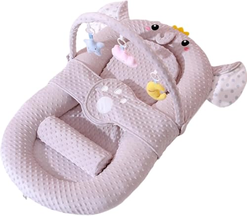 jqgksbベビーベッド 添い寝ベッド 新生児用 折りたたみ式 柔らかくて快適な 健康的な素材 通気性があり 寝返りを防ぎます 取り外して洗えます 出産祝い 持ち運びに便利 オールシーズン 使えるベビー寝具 0〜24ヶ月 (ベビーベッド+スロープマット+お