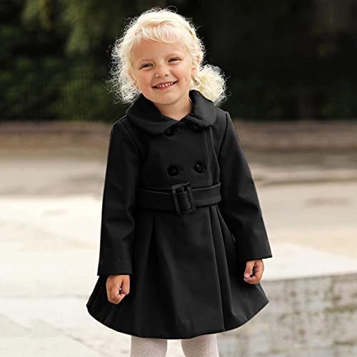 Girls Dress Coat Toddler Kids Winter Warm Jacket Long Sleeve Button Trench Coat Pocket Peacoat Outerwear2