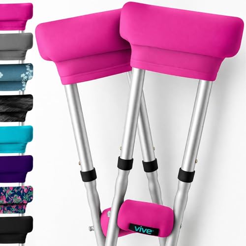 Vive Premium Crutch Pads & Hand Grips - Comfortable Breathable Machine Washable Padding - Moisture Wicking & Odor Reducing Pillow Accessory Covers for Adult & Youth Walking Crutches