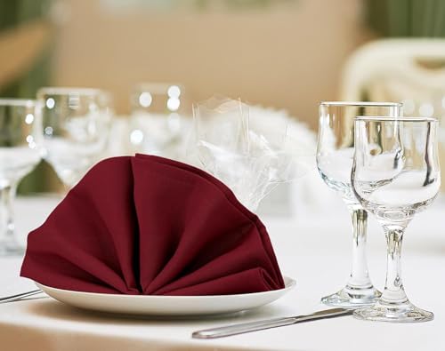 Image of Kitchen Napkin 100% Cotton Maroon - Pack of 12 (15 inchx15 inch Inches) Dinner Napkins with Hemmed Edges,Cloth Napkins for Wedding,Parties,Hotels