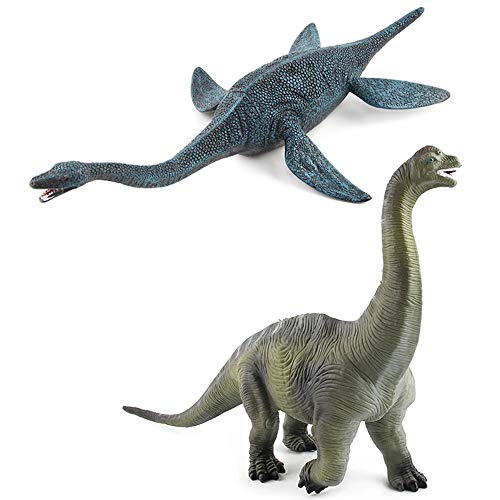 2 Pack Large Dinosaur Figure Toys Brachiosaurus & Plesiosaur, Jumbo Realistic Dinosaur Playset Party Favors Collection Gift for Kids Children