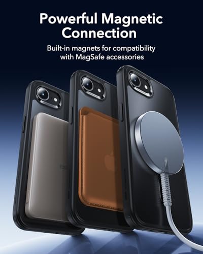 Image of ESR for iPhone 17e / iPhone 16e Case, Compatible with MagSafe, Shockproof Military-Grade Protection, TPU, Magnetic Case, Classic Hybrid Case (HaloLock), Frosted Black