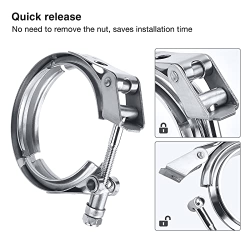 Evil Energy V Band Clamp Quick Release Stainless Steel With Flange Male Female Mild Steel (3.5 Inch) #TOP3