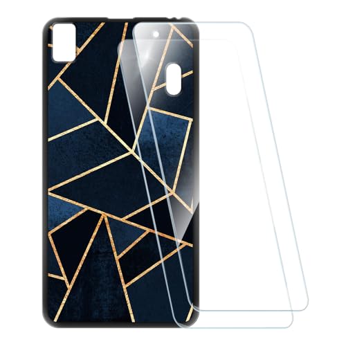 ESACMOT Bedruckte Hülle + 2 Glas Schutzfolie Kompatibel mit Lenovo A7000 Plus, Stoßfeste Weiche Cover & HD Klare Tempered Glass Folie (Streifen)