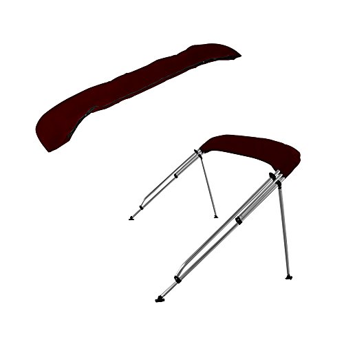 image for MSC Standard 3 Bow Bimini Boat Top Cover with Rear Support Pole and St