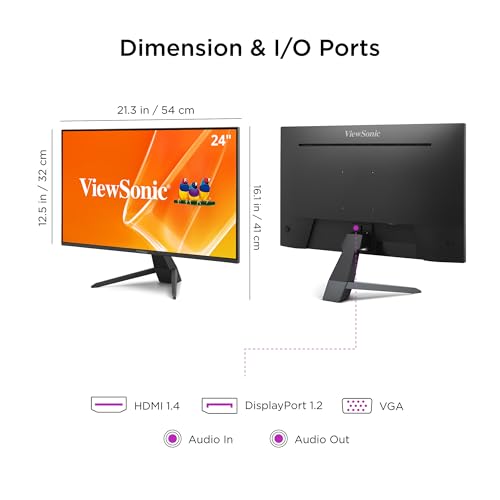 Image of ViewSonic VX2470-MHD 24 Inch 1080p Monitor, IPS Display with 120Hz and Variable Refresh Rate for Ultimate Home Entertainment, Eye Care Technology, HDMI, and DisplayPort Inputs