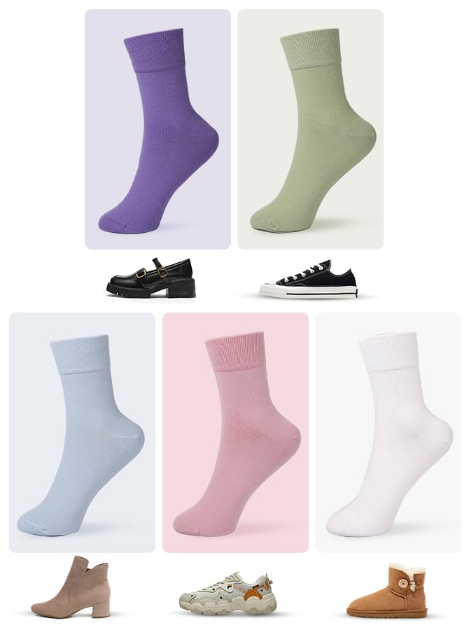 Image of FGZ Women Thin Cotton Socks Soft Cozy Socks Cute Ankle Crew Socks 5 Pairs