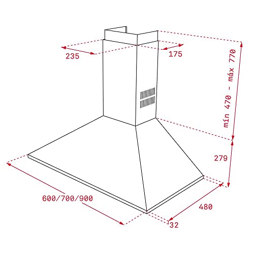 Teka DBP 60 PRO 613 m³/h De techo Acero inoxidable D - Campana (613 m³/h, Canalizado/Recirculación, 68 dB, 55 dB, De techo, Acero inoxidable) - imagen 4