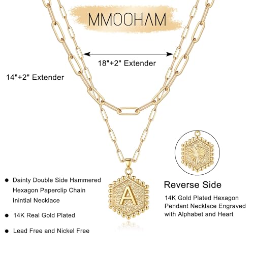 image for M MOOHAM Gold Layered Initial Necklaces for Women - Cute Initial B Nec