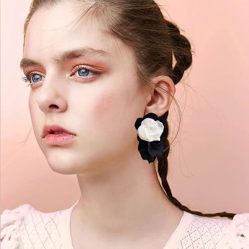 Dangle Acrylic Chiffon Petal Earrings Long Drop Statement Rose Flower Resin Floral Tassel Earrings for Women2