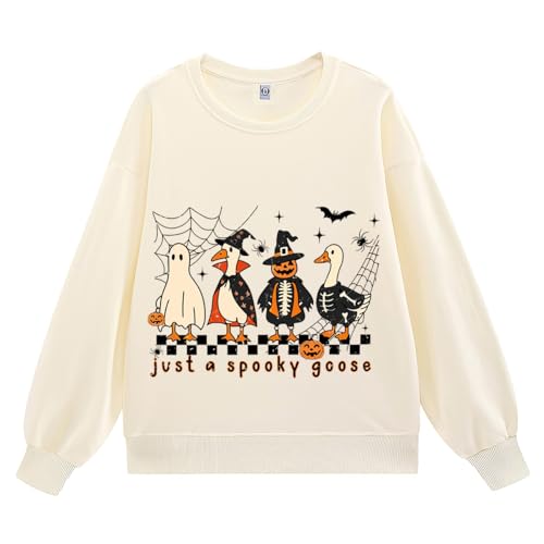 Goose Skeleton Witch Pumpkin Ghost Sweatshirt, Funny Halloween Party Sweatshirt Unisex