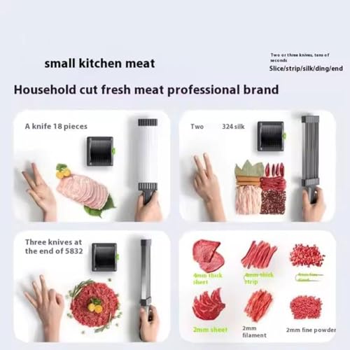 Portable Manual Meat Slicer, Stainless Steel Blade Fresh Meat Cleaver, 2-4 mm Thickness Adjustable, with Sharpener, 2 x Clean Brushes, for Beef Pork Mutton - Image 5