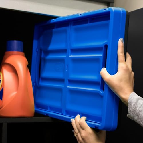 CleverMade Collapsible Storage Bins - Obsidian 3 Pack 46L - Stackable Containers Heavy Duty Capacity Folding Crates - Space-Saving for Home - Image 3