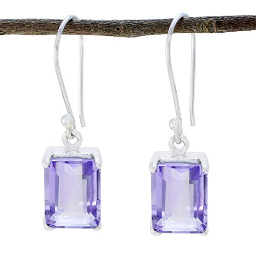 Boucle d'oreille améthyste violette et argent sterling 925 haut de gamme