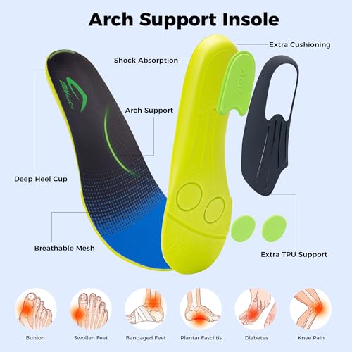 Wide Toe Box Mens Walking Shoes with Arch Support Wide Width Orthotic Sneaker for Plantar Fasciitis Slip On Tennis Running Shoes Size 8-134