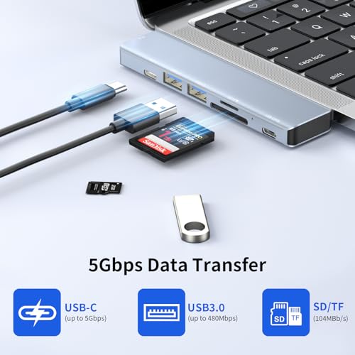Hub USB-C MacBook compatible con funda evita quitar la carcasa con HDMI 4K 6