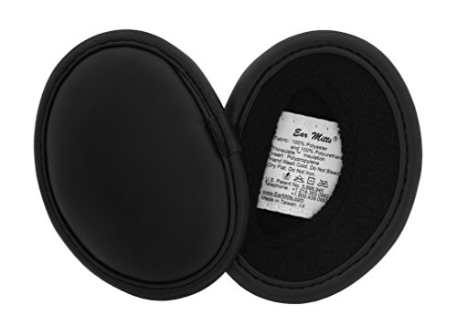 Ear Mitts Bandless Ear Muffs, Black Faux Leather Ear Warmers, Regular