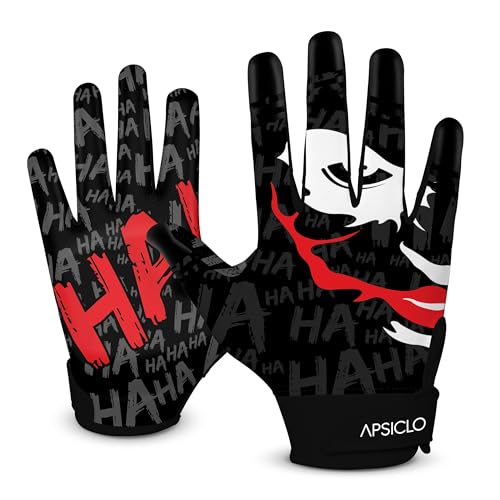 APSICLO Football Receiver Gloves Sticky Silicone Grip Youth - Adult