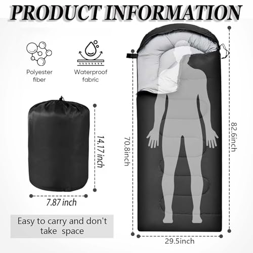 Sleeping Bag for Camping,Sleeping Bags for Adults Backpacking Waterproof,3 Seasons Adult Blanket,Small Packed Ultralight Carry Bag, Soft,Thick and Warm,for Outdoor Camping,Travel,Hiking - Image 3