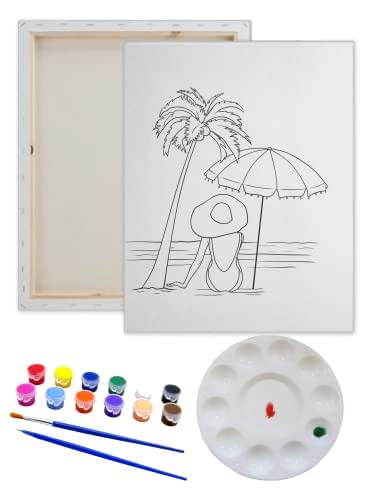 Amazon.com: Essenburg Pre Drawn Canvas Paint Kit | Teen, Kids and Adult ...