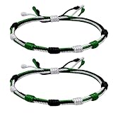 cotigo Pack 2 Pulseras Bandera Extremadura de Hilo Ajustable – Pulseras a Juego Verde Blanco Negro, Estilo Regional, Unisex (Bandera Extremadura)