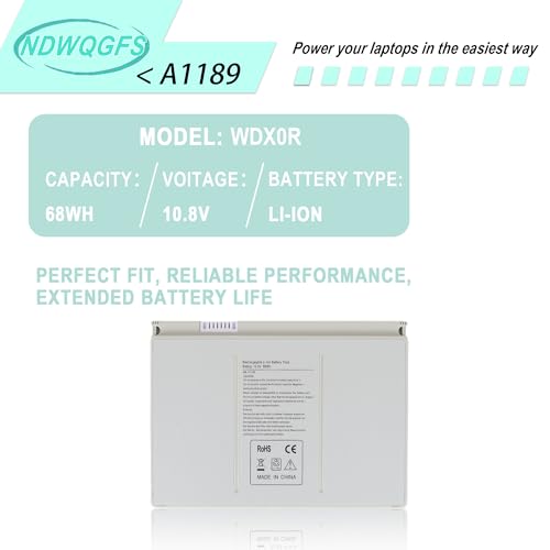 Image of New A1189 Laptop Battery for Apple MacBook Pro 17-inch Series A1151 A1212 A1261 A1229 MA458 MA458 /A MA458G /A MA458J /A MA092 MA611 MB166B (Small, Silver) 1