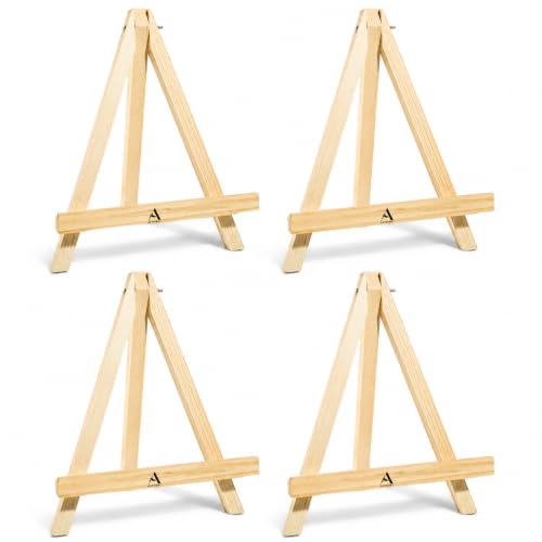 Image of Wooden Mini Easel Stand 10 inch for Painting & Display Purposes (Set of 4) - Small Handmade 10 Inch Canvas Stand for Painting, Presentations and Display Purposes