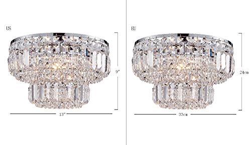 Bestier Modern Chrome Crystal Flush Mount Chandelier Lighting LED Ceiling Light Fixture Lamp for Dining Room Bathroom Bedroom Livingroom 4 G9 Bulbs Required D13 inch X H9 inch - Image 3