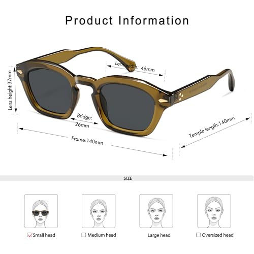 Image of Appassal Small Retro Square Sunglasses for Women Mens Rectangle Sunnies AP3680