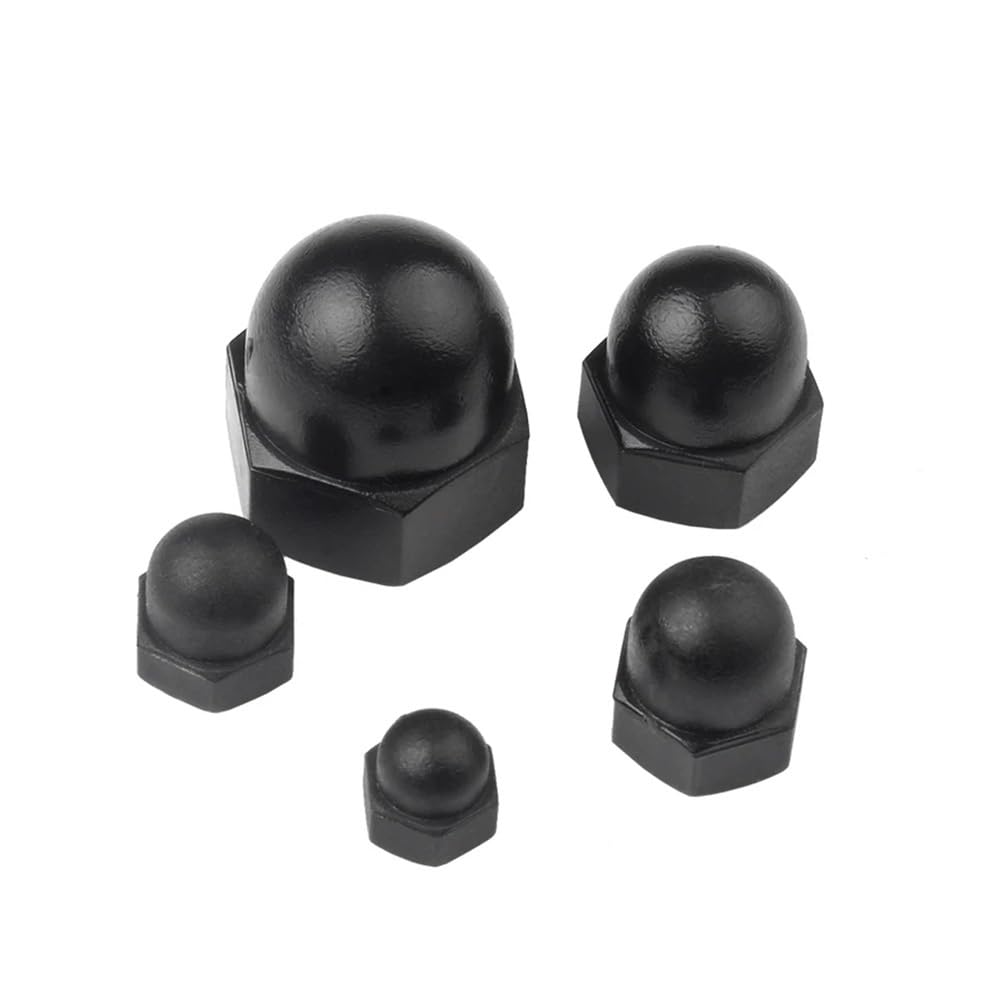 2/5/10/50 pz Nylon Ghianda Tappo A Cupola Dadi Bianco/Nero di Plastica Esagonale Dado Esagonale M3 M4 M5 M6 M8 M10 M12 M14 M16 M18 M20(Black,M6 (20pcs))