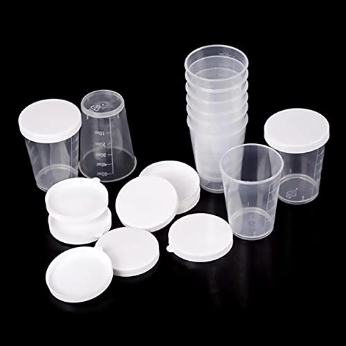 20 vasos medidores plásticos con tapa 50 ml miniatura 7