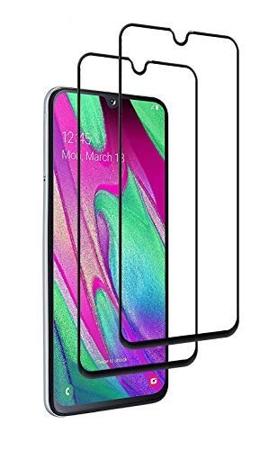 WEOFUN Protector de pantalla para Samsung Galaxy A40 [2 unidades], 3D Full Screen [dureza 9H, antiarañazos, antiaceite], antiburbujas, color negro Cover