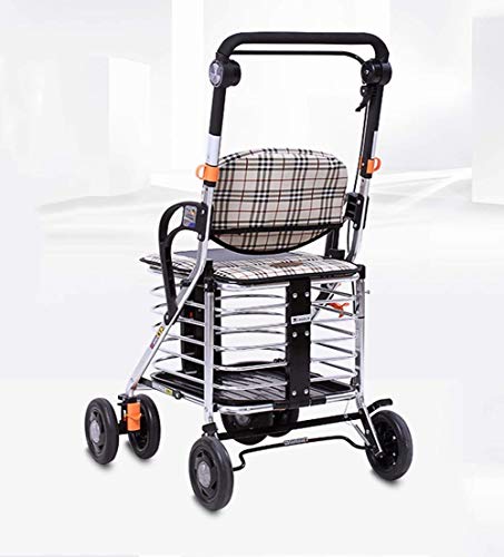 HYY-YY Zusammenklappbarer Einkaufstrolley mit 4 Rädern, höhenverstellbar, leicht, zum Herausziehen von Gegenständen – Bild 4