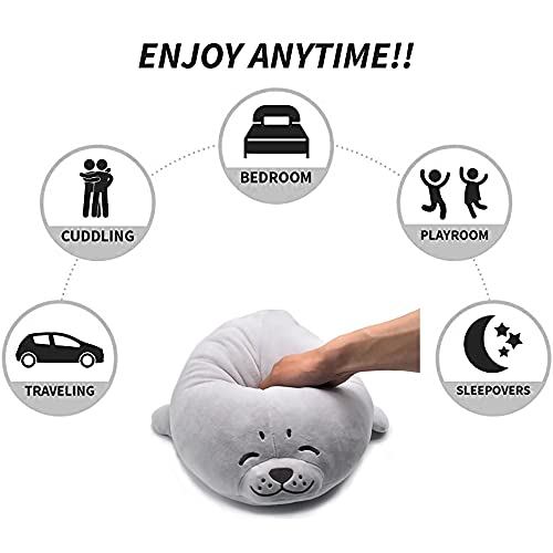 Molizhi Cute Chubby Plush Seal Pillows, Big Stuffed Animals 27.2 Inch Anime Plush Hugging Pillow Gray Toy Gifts For Bedding, Kids Birthday, Thanksgiving, Christmas #TOP3