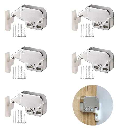 5 Pezzi mini chiusura porta,ferma porta push pull per ante,mini fermo a molla chiusura dell'armadio,chiusura dell'anta dell'armadio a molla,Scrocco a Molla Per Armadi,calamite per mobili chiusura