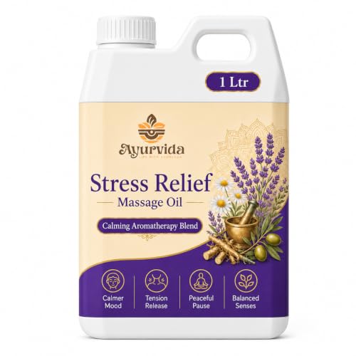Image of Stress Relief Aromatherapy Massage Oil - Relaxing Spa Massage Oil for Better Sleep, Full Body Relaxation & Calming Skin Nourishment | 1Ltr
