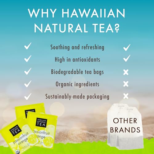 Image of Hawaiian Natural Tea Passion Fruit Orange Flavored Organic Tea - Tropical Fruit Green Tea Blend with Black Tea - Perfect Daily Cup & Gift for Tea Lovers - 120 Tea Bags