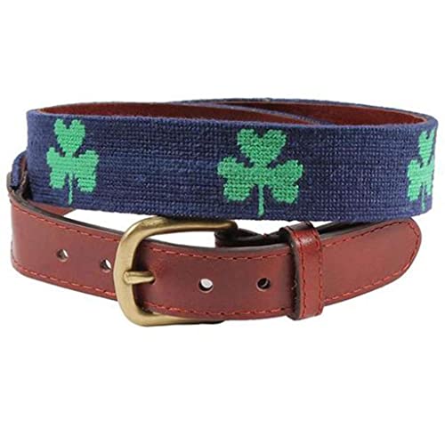 Shamrock Needlepoint Belt in Dark Navy by Smathers & Branson