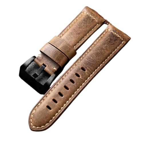 HMFang 手作り本革時計バンド PAM111 44??1 メンズ 20 21 22 24 26MM ヴィンテージスタイルブレスレットと互換性あり牛革(Brack clasp,20mm)