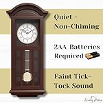 Pendulum Wall Clock - 27 inch Wooden Hanging Grandfather Wall Clock with Pendulum - Real Wood, Quiet, Non-Chiming & Battery Operated for Living Room Decor, Office & Home Décor Gift - Image 4
