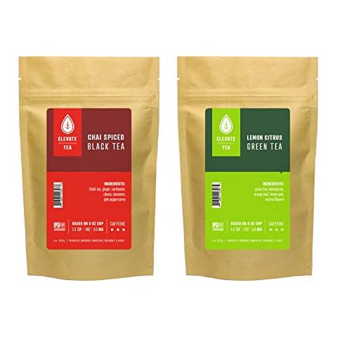 ELEVATE TEA Loose Leaf Tea Variety Pack, Tea Assortment with Chai Tea & Green Tea, Hot & Iced Tea, No Artificials, 2 ​Pack Cover