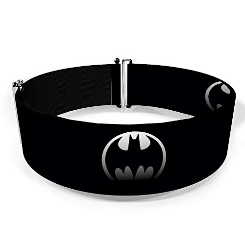 DC Comics Belt, Cinch Belt Bat Signal Black Silver Fade, 3.0 Inch Wide, Adjustable2