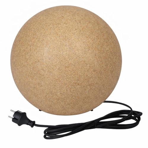 LightLogic Boule de jardin lumineuse 40 cm Sable IP65, lampe boule extérieure E27 sans ampoule,...