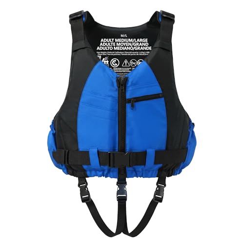 Owntop Swim Jacket for Adults, Men Women Kayak Vest with Adjustable Crotch Strap & Dual-Sided Pockets for Kayaking, Paddleboarding, Swimming (Blue, XL/XXL) by Owntop - Used condition - CA$55.99