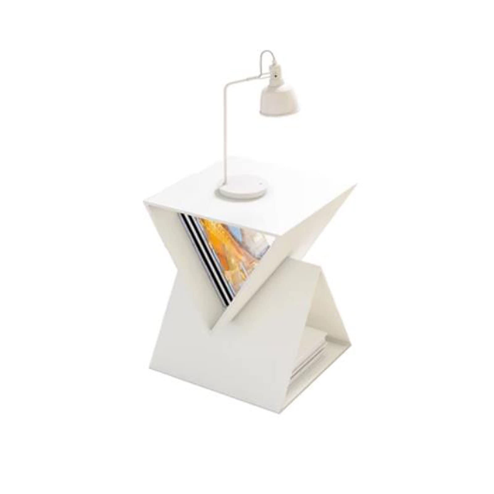 Table d'appoint en métal blanc à 3 niveaux pour salon et chambre