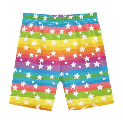 Sletend Rainbow Star Girls’ Comfy Lined Shorts Lightweight & Skin-Friendly Cotton for All-Day Comfort Ideal for Travel Beach or Home Lounging Toddler Sizes