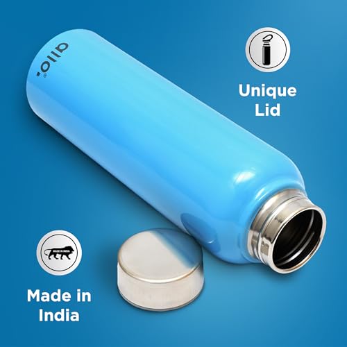 Image of Allo Stainless Steel Water Bottle For Adults, Kids 1 Litre Water Bottles For School, Office, Sports, Gym 1L Water Bottle For Men And Women, Pack Of 2 | Leak Proof & Bpa Free, True Blue Steel Cap
