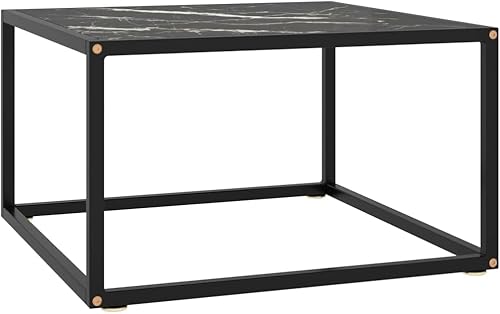 Miniatura 7 de Mesa de centro moderna, vidrio templado negro, cuadrada, muebles de sala de estar duraderos, mesa de centro de acento pequeño para sala Negro,Negro